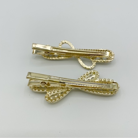 Set of 2 Bow-and-Pearl Pavé Hair Clips - Picture 4 of 4